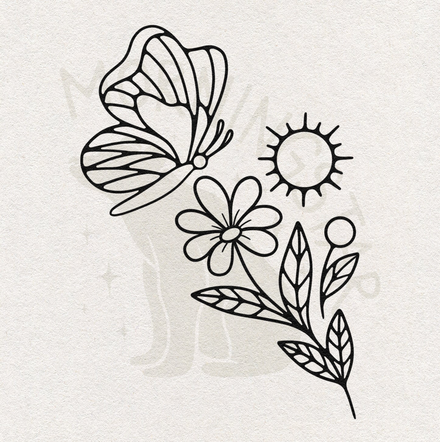 Tattoo Ticket - Butterfly and Flowers